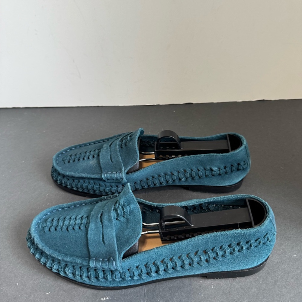 NWOT Anthropologie Pilcro Vibrant Blue Suede Woven Loafers. Size 8 - Picture 7 of 15